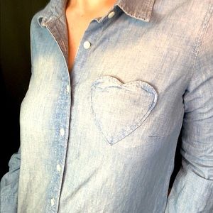 J. Crew Heart Pocket Denim Button Down